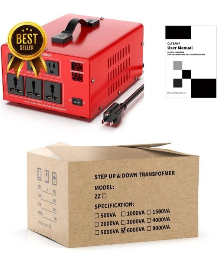 6000 Watt Voltage Converter Transformer Heavy Duty Step Up/Down Power Converter