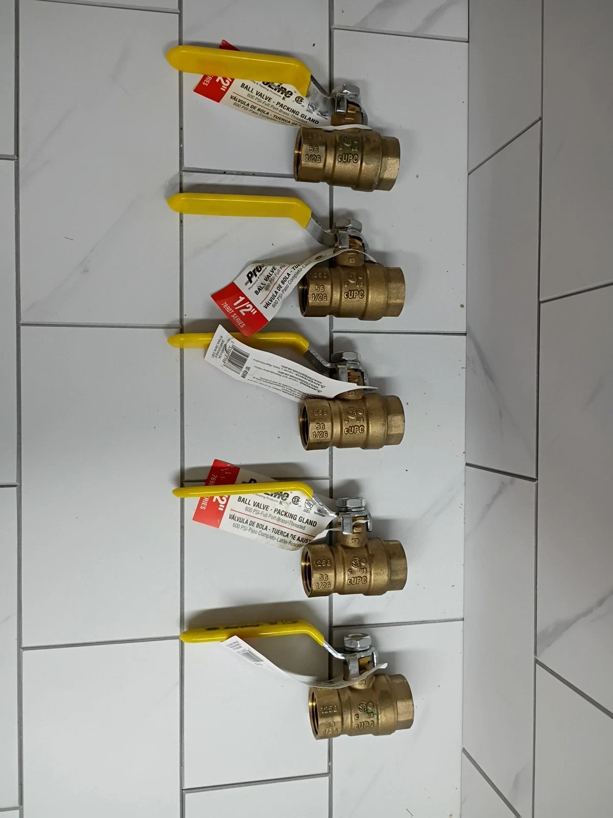 5pk ProLine 107-813J 1/2" Brass FPT Full Port Ball Valve Lead Free 600 PSI