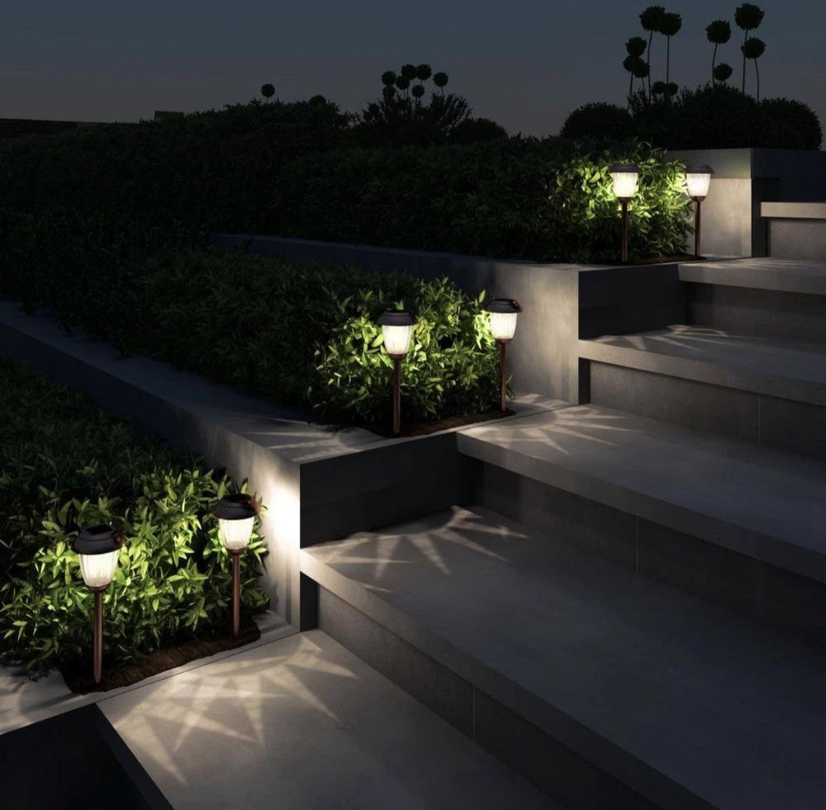 Solar-Powered Outdoor Lights - Set of 8 Stainless-Steel Stake Lights for Gard...
