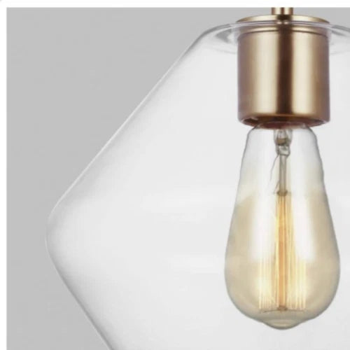 Generation Lighting Jett 1-Light Satin Brass Shaded Pendant Light Open Box