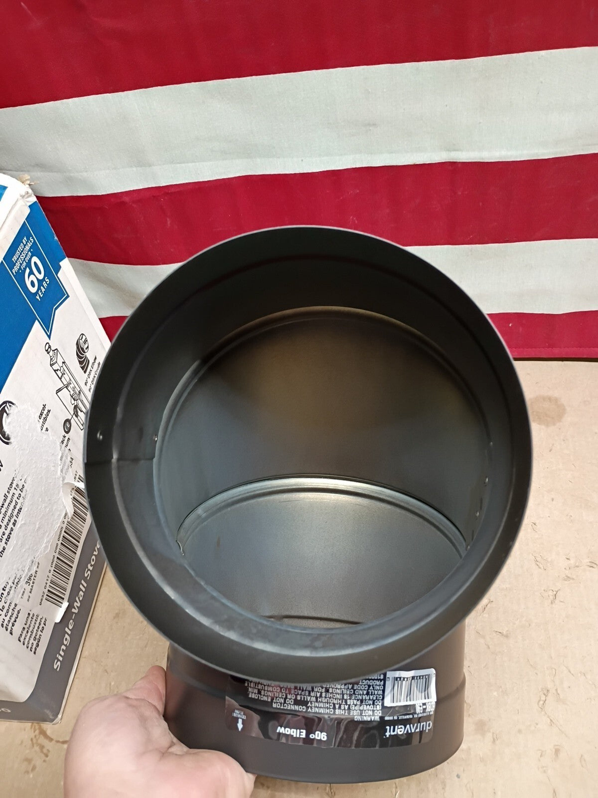 DuraVent DuraBlack 6" Galvanized Single Wall Stove Pipe 90° Elbow 6DBK-E90 Black