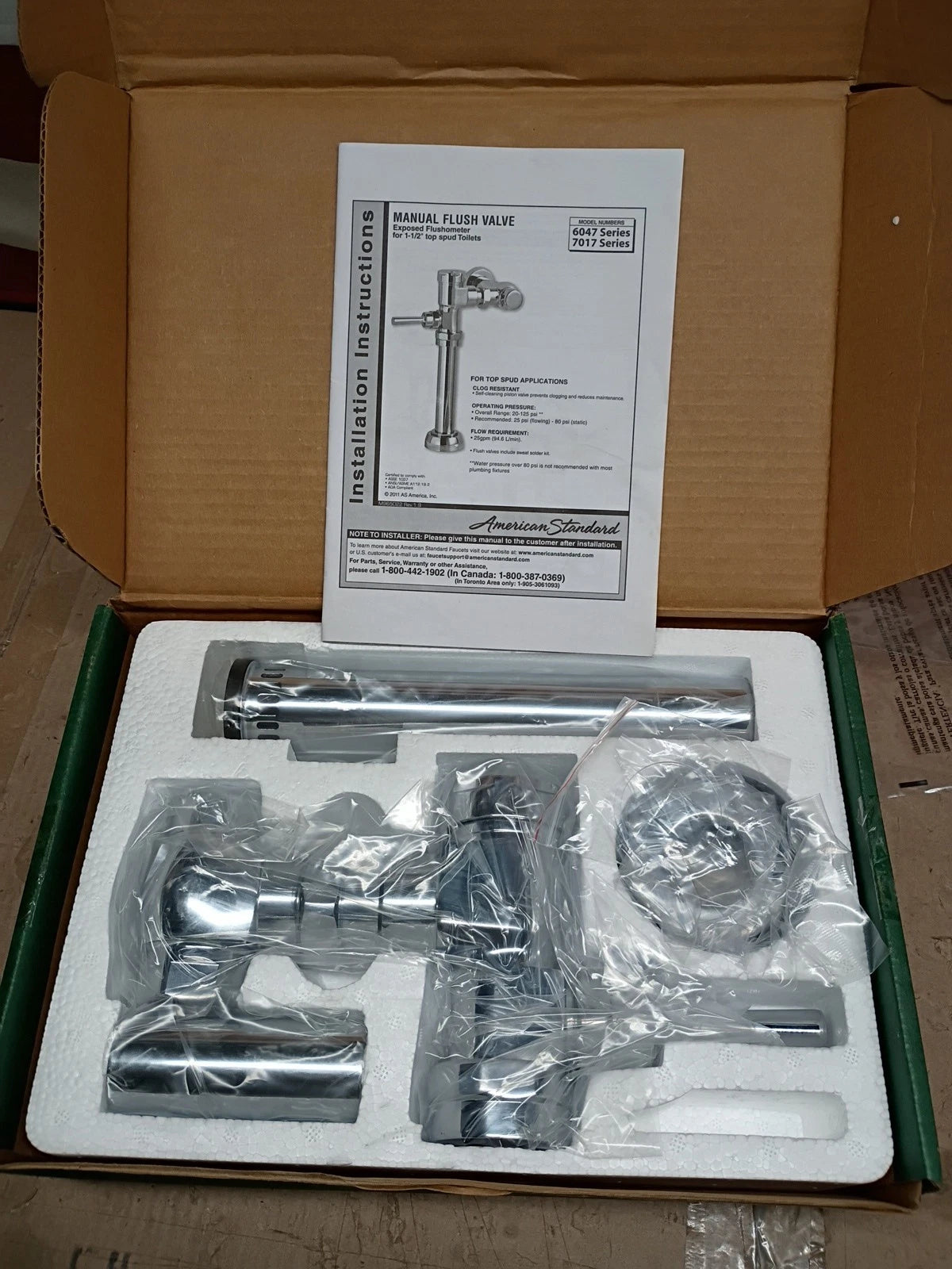 American Standard 6047161.002 1.6 GPF Exposed Manual Flushometer 1-1/2" Top Spud