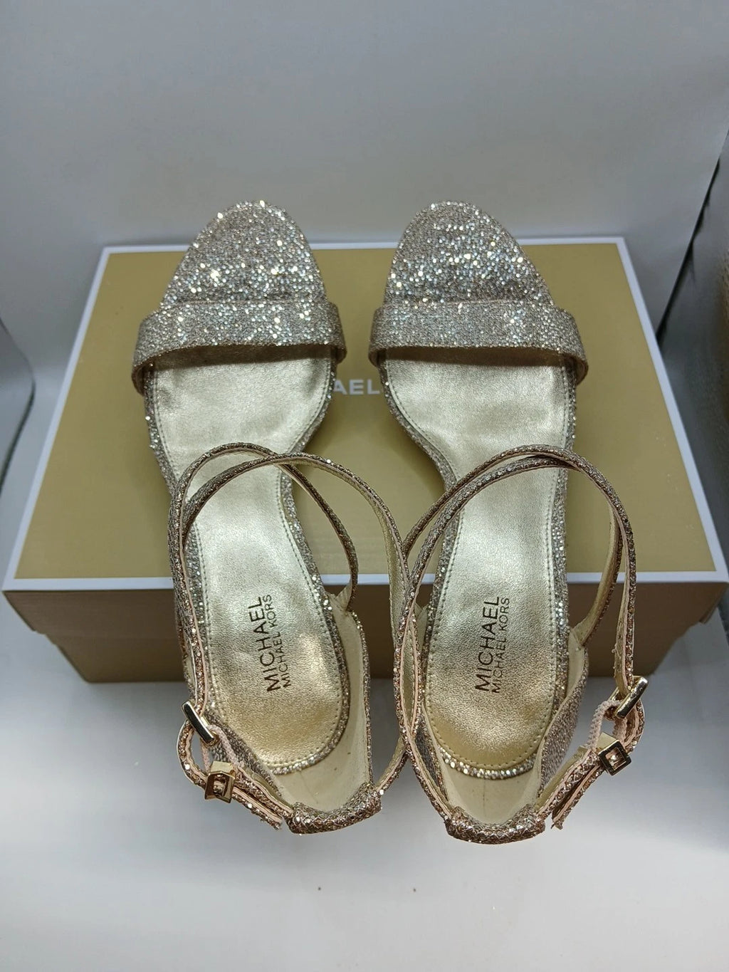 MICHAEL KORS GLITTER STIETTOS MESH GOLD WOMEN SIZE 7