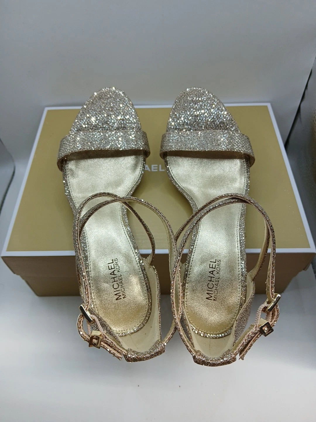 MICHAEL KORS GLITTER STIETTOS MESH GOLD WOMEN SIZE 7