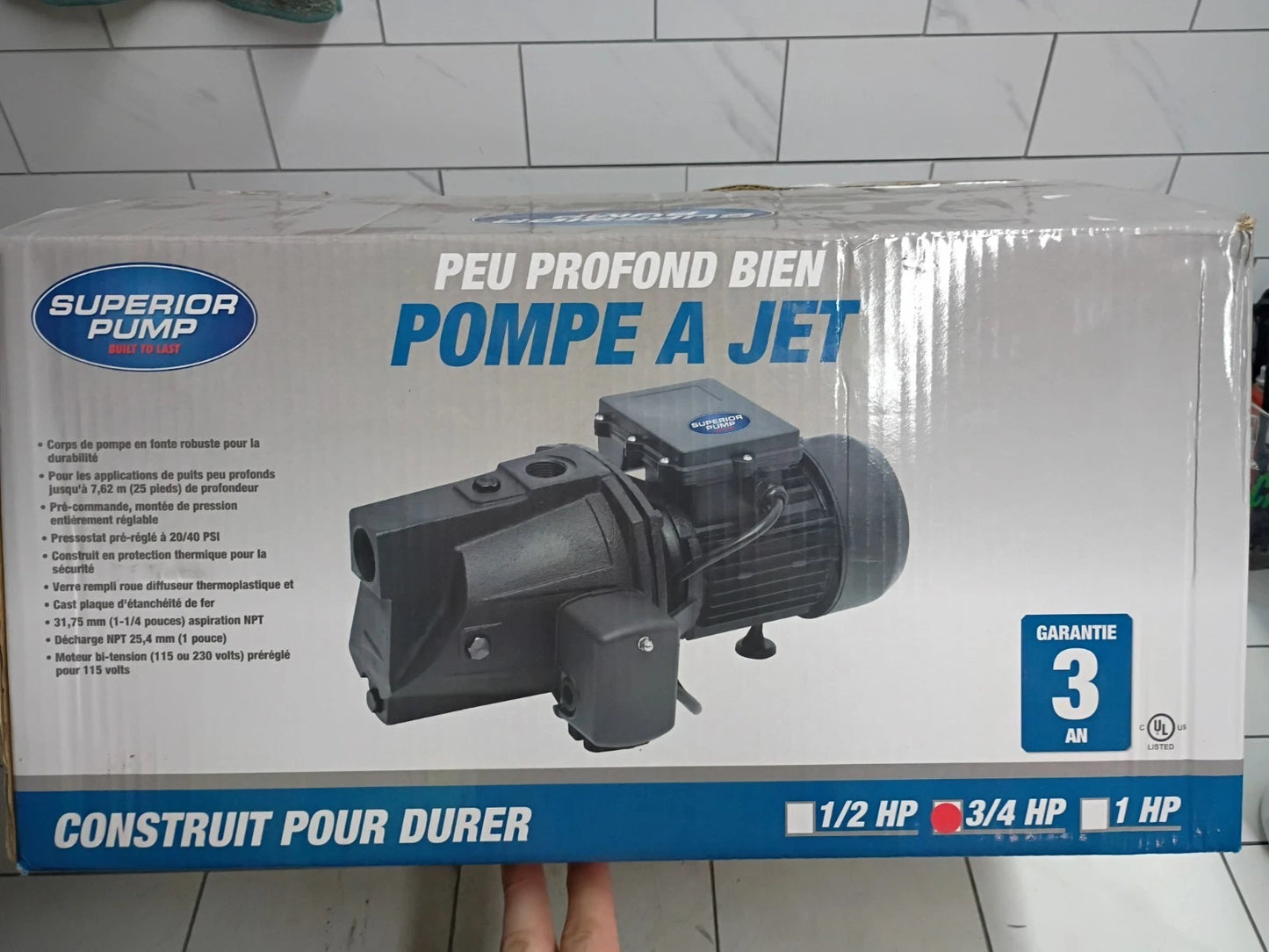 Superior Pump 94705, 3/4HP Shallow Well Jet Pump 115/230V CAST IRON OPEN BOX