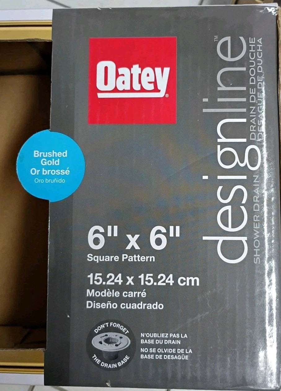 Oatey 6 in. x 6 in. Square Drain Shower Grate in Brushed Gold Square New OB