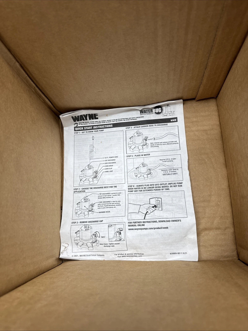 Wayne 1/6 HP WaterBUG Submersible Utility Pump with Multi-Flo Technology USED,