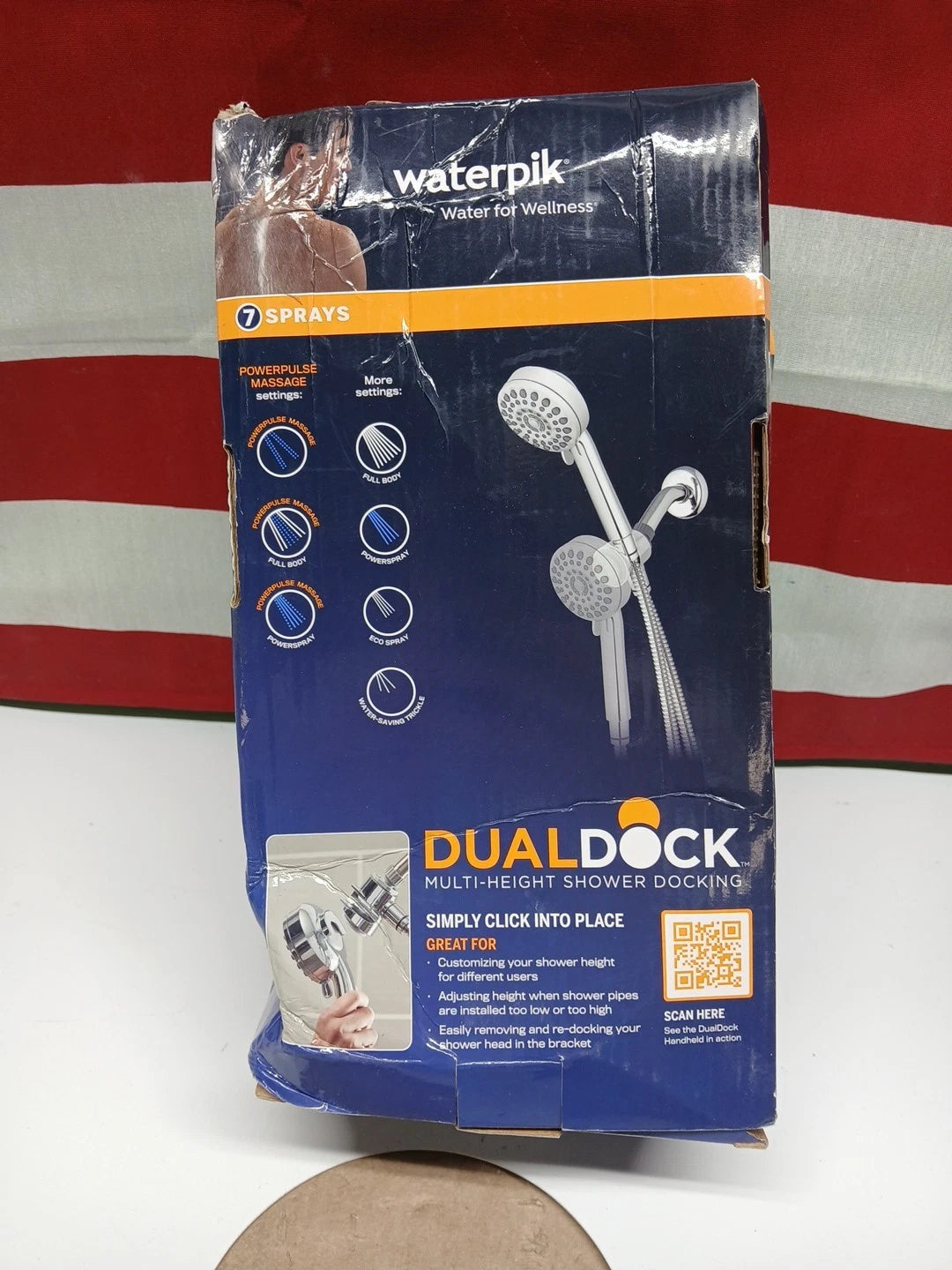 Waterpik PowerPulse Dual Dock Multi-Height 7 Spray Handheld Shower Head Chrome