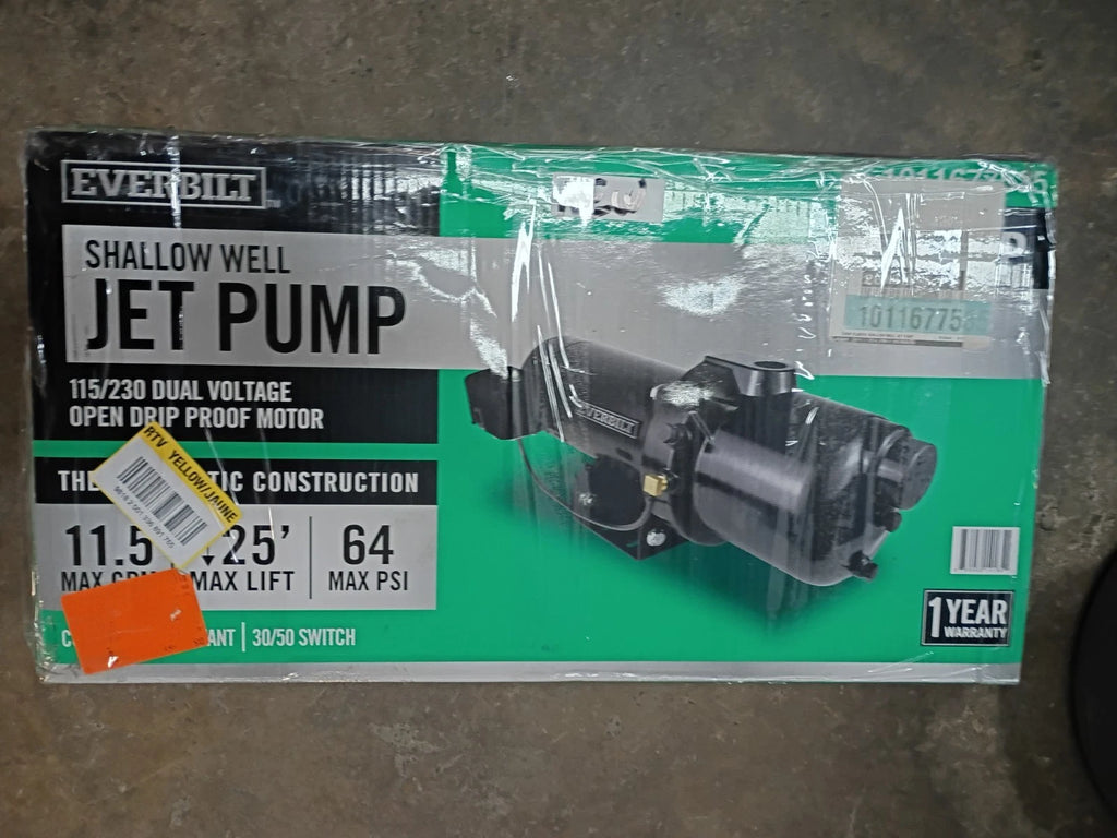 Everbilt HDSWH5P 1/2 HP Plastic Shallow Well Jet Pump New Open Box