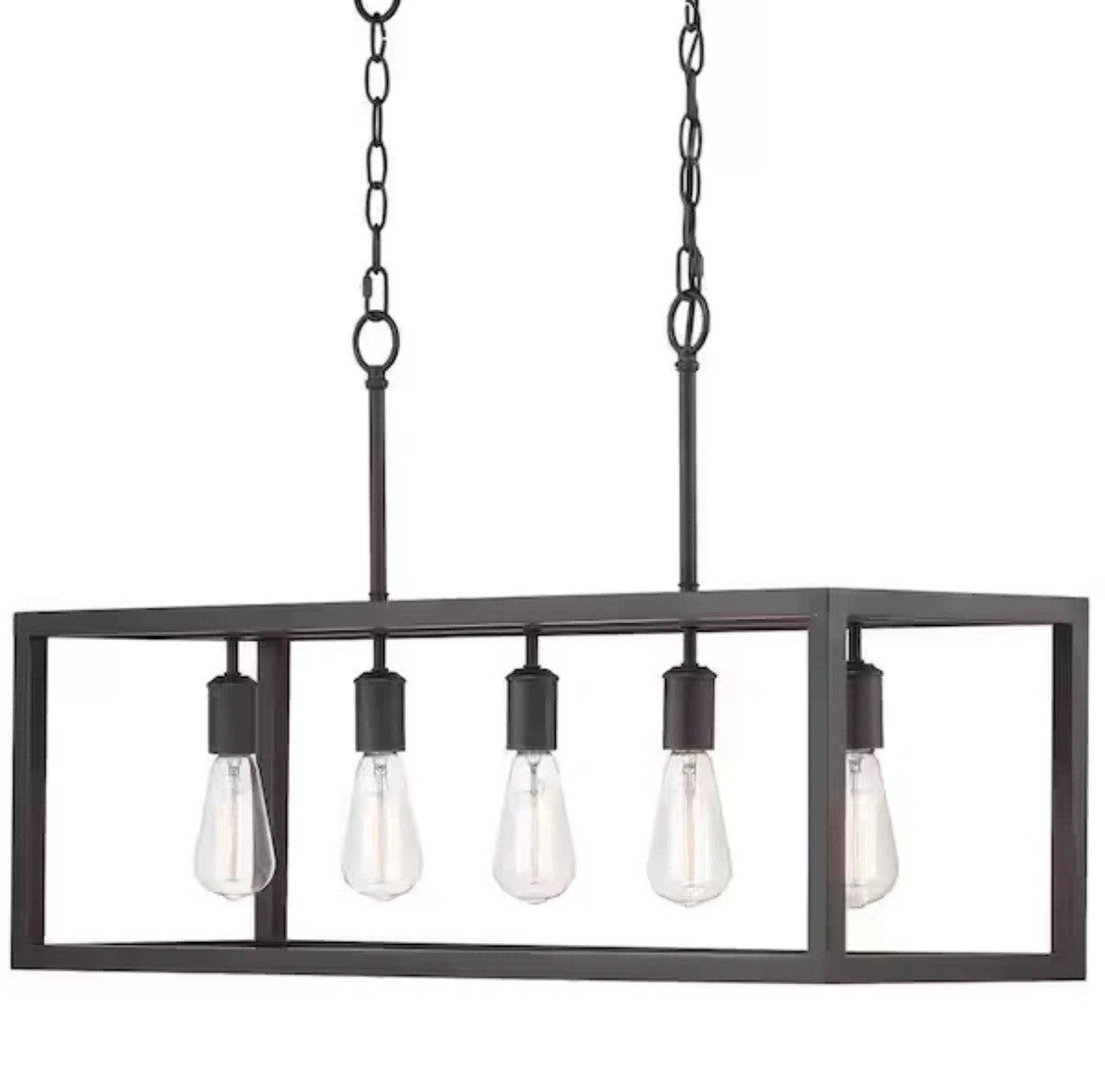 Hampton Bay Boswell Quarter 5-Light Black Industrial Linear Island Hanging