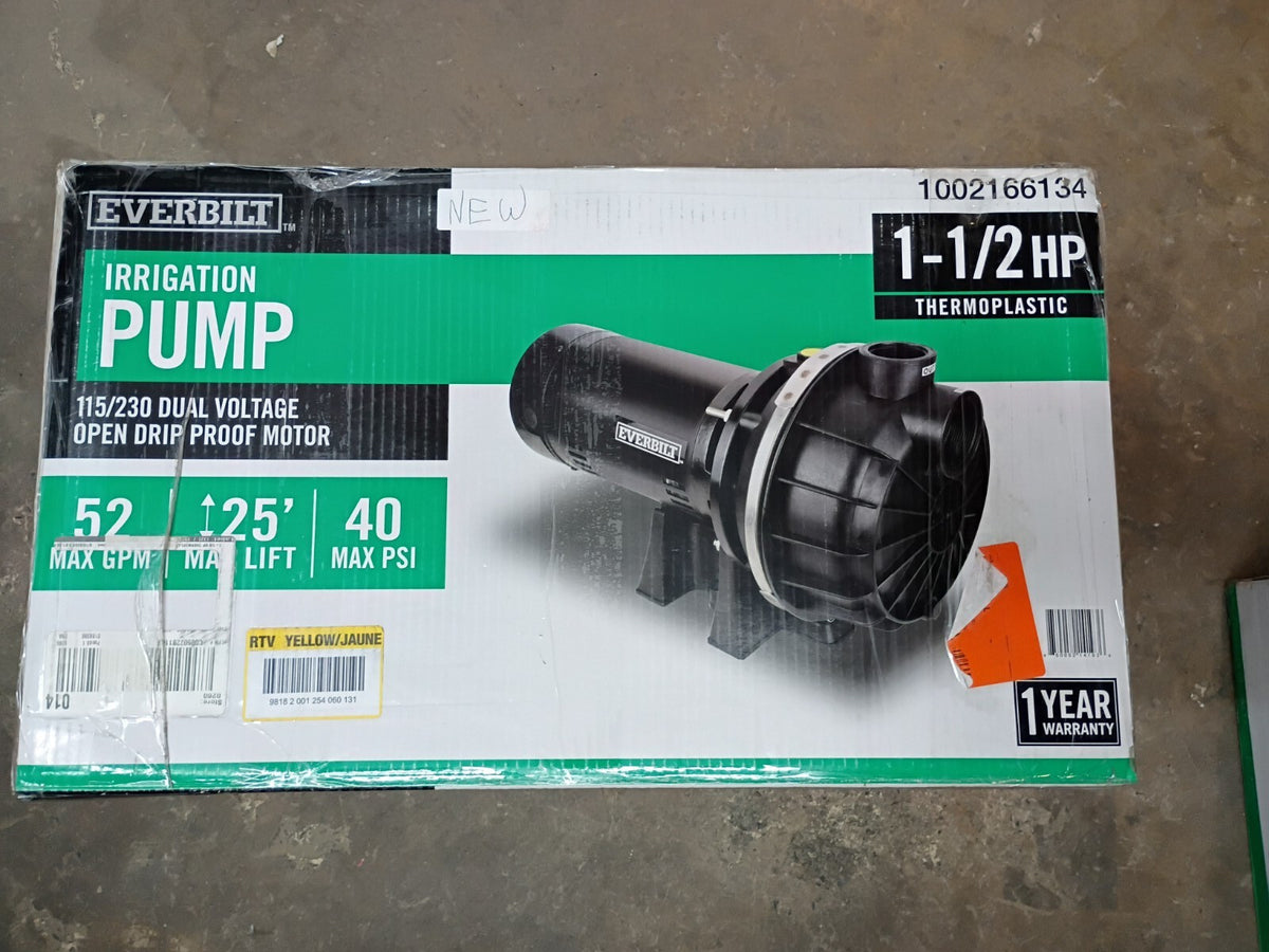 Everbilt HDLS15P, Lawn Irrigation Pump Plastic 1-1/2HP OPEN BOX READ DISCRIPTION