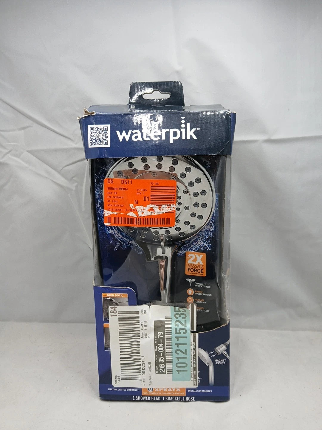 Waterpik 8-Spray Wall Mount Magnet Multi Height Handheld Shower Head 1.8 GPM