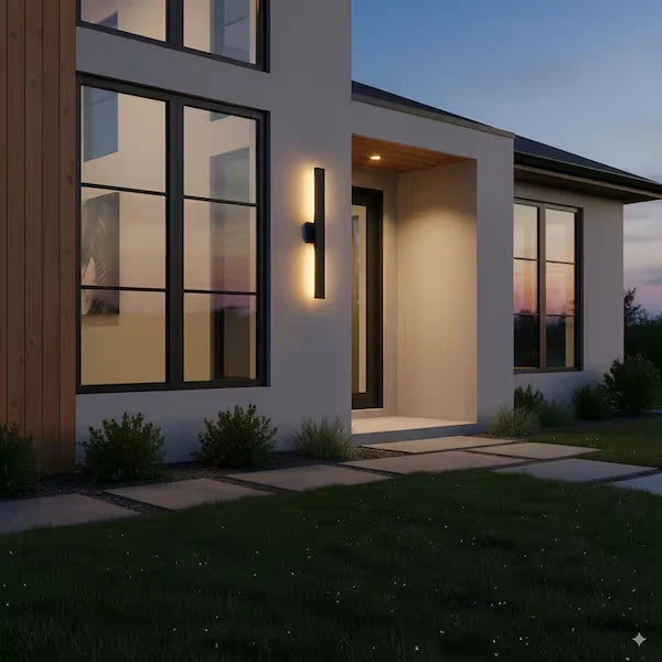 32 in. H 2-Light Matte Black Aluminum Hardwired LED Outdoor Wall Lantern Sconce
