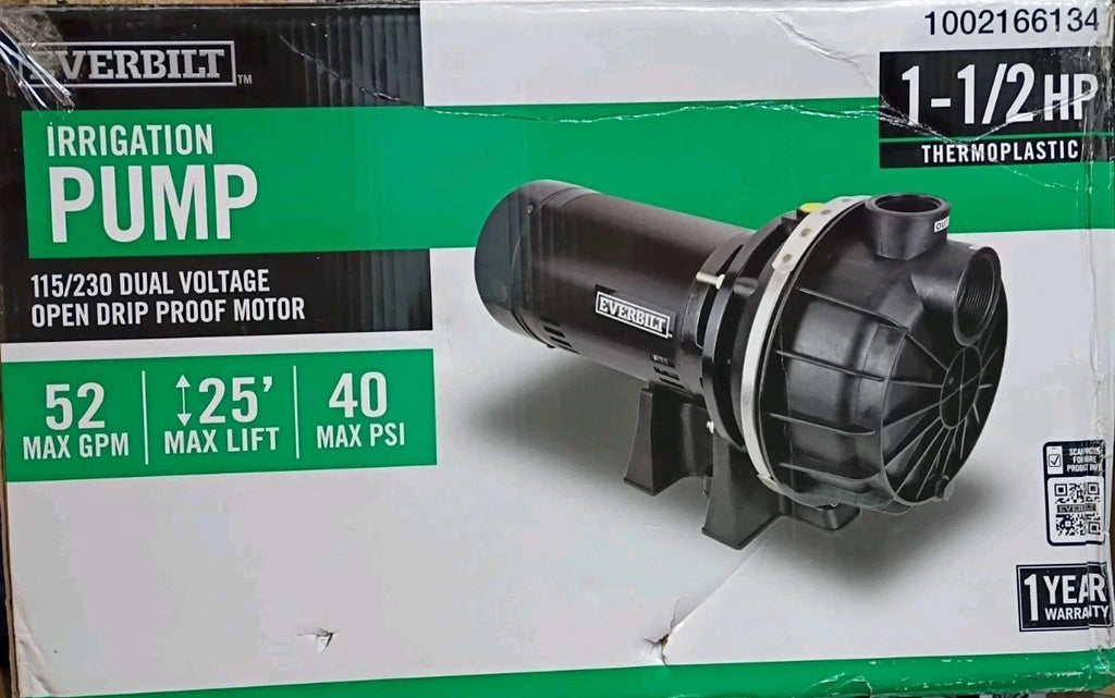 Everbilt Lawn Irrigation Pump Plastic 1.5HP HDLS15P USED