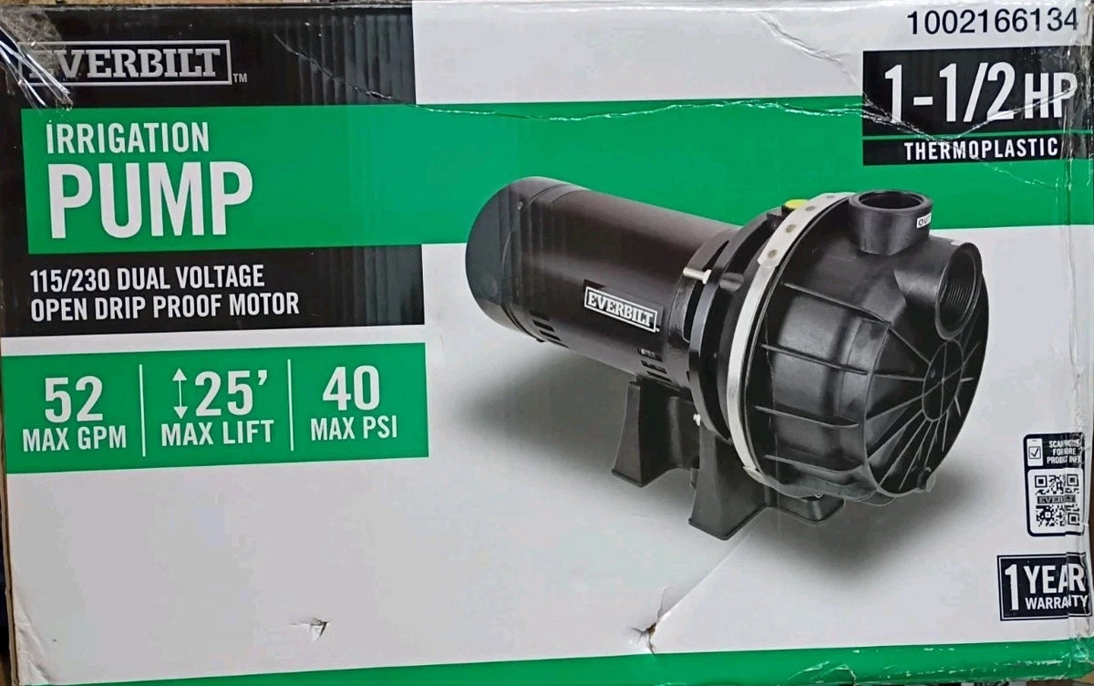 Everbilt Lawn Irrigation Pump Plastic 1.5HP HDLS15P USED