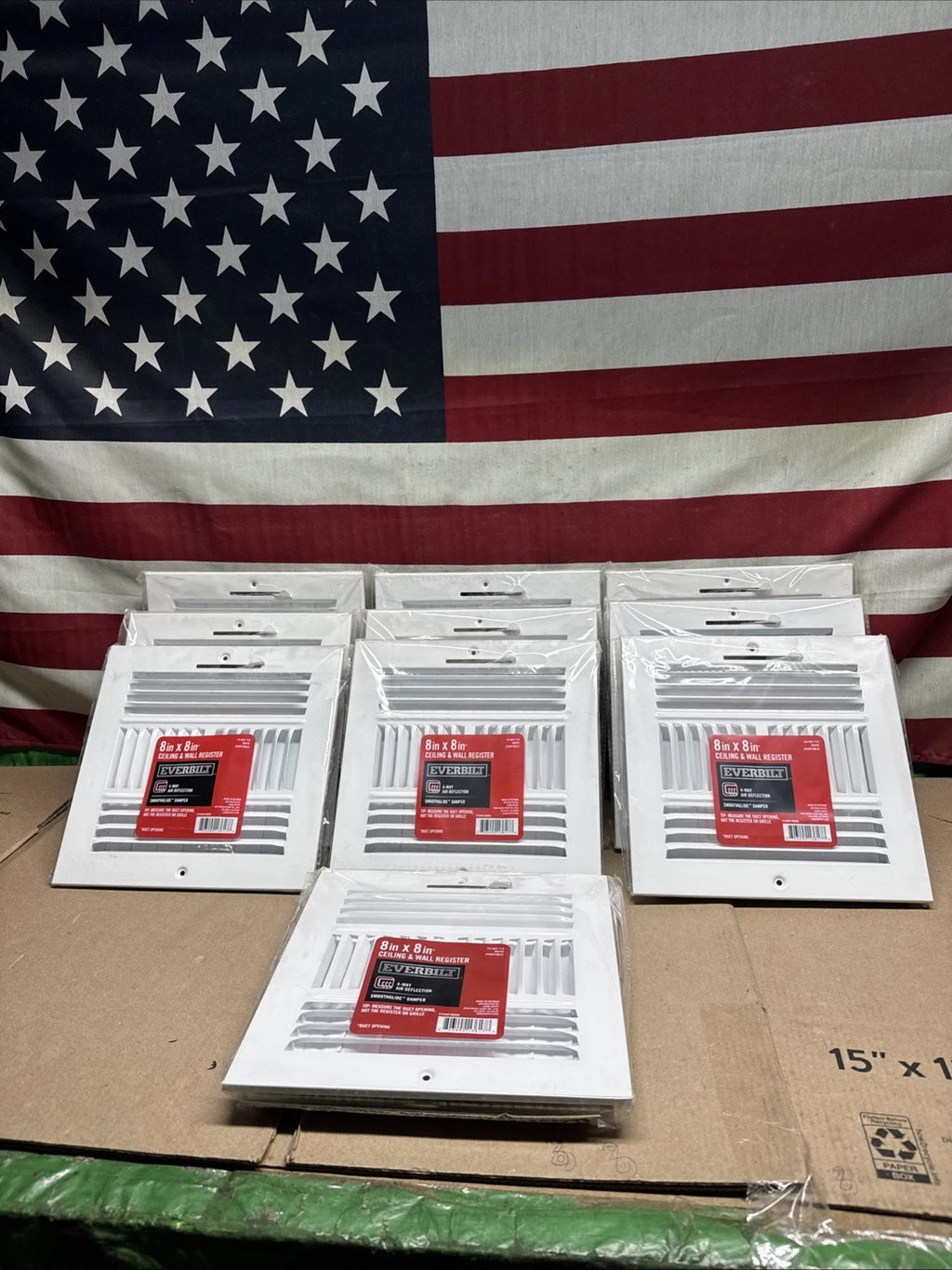 Lot Of 10 Everbilt 8X8 Ceiling or WallRegister 4 Way Air Deflection Smoothglide