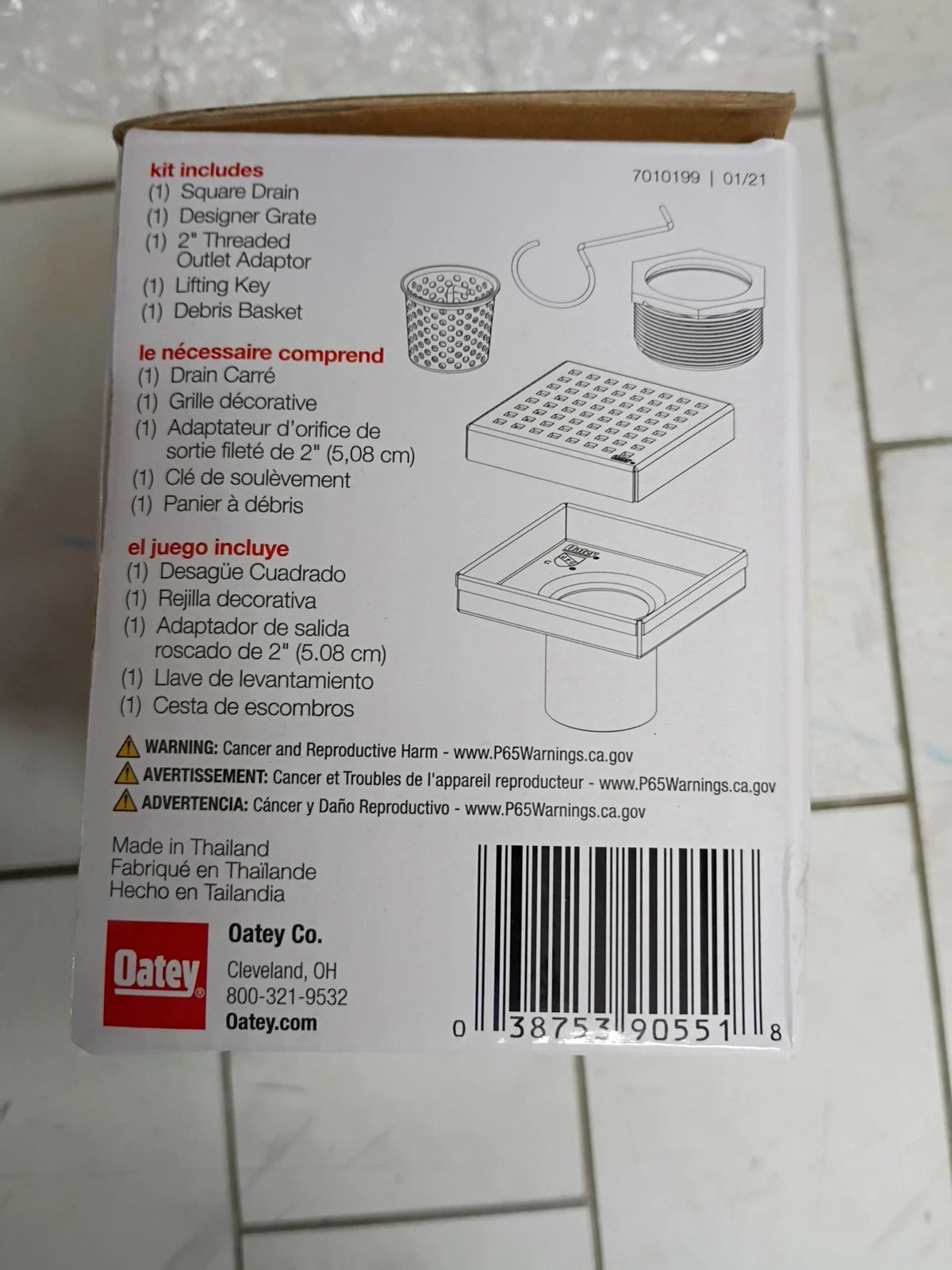 Oatey Designline 4"x4" Stainless Steel Square Shower Drain in Matte Black OB