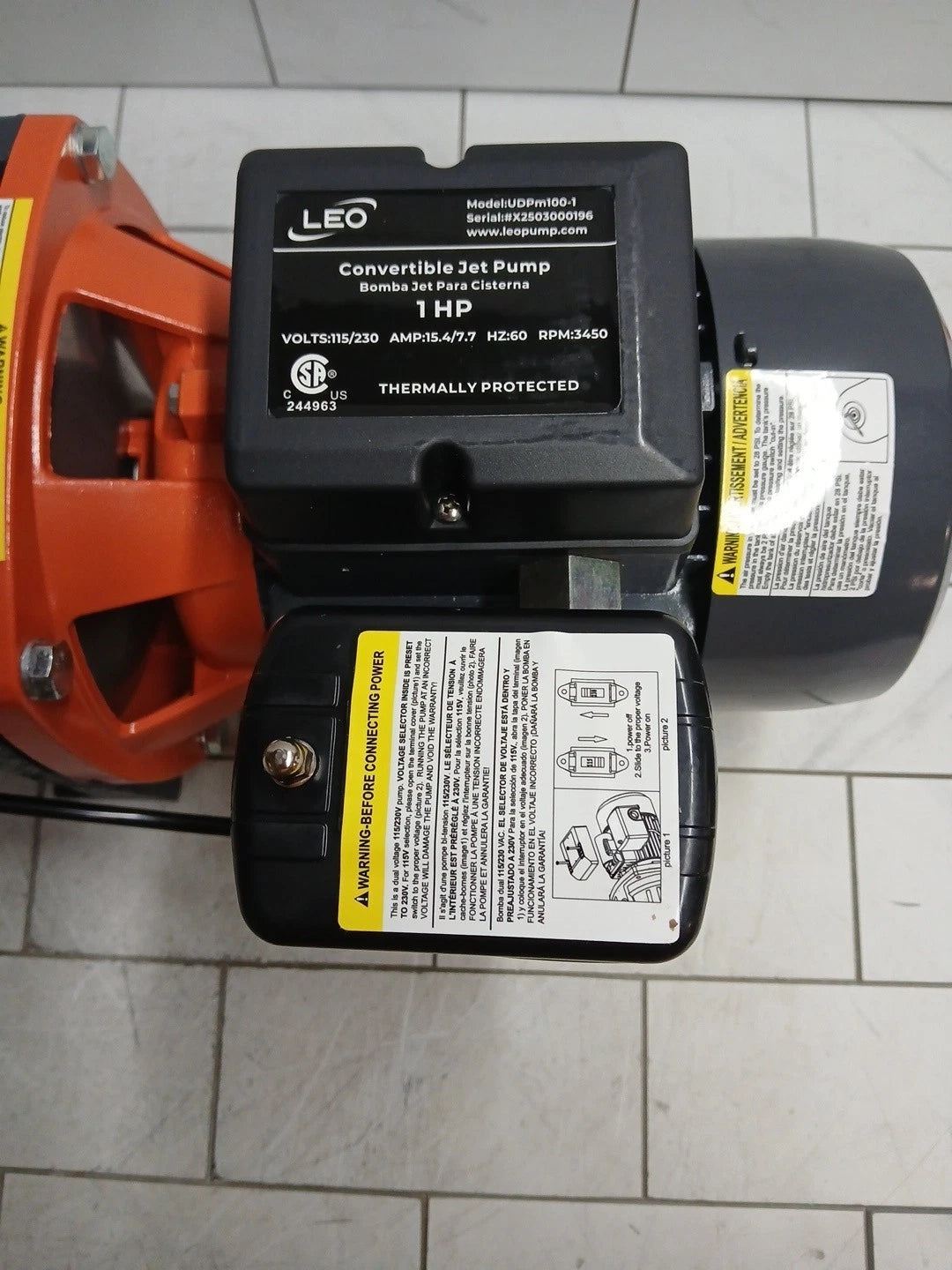 LEO UDPm100-1. 1HP Convertible Well Jet Pump New Open Box