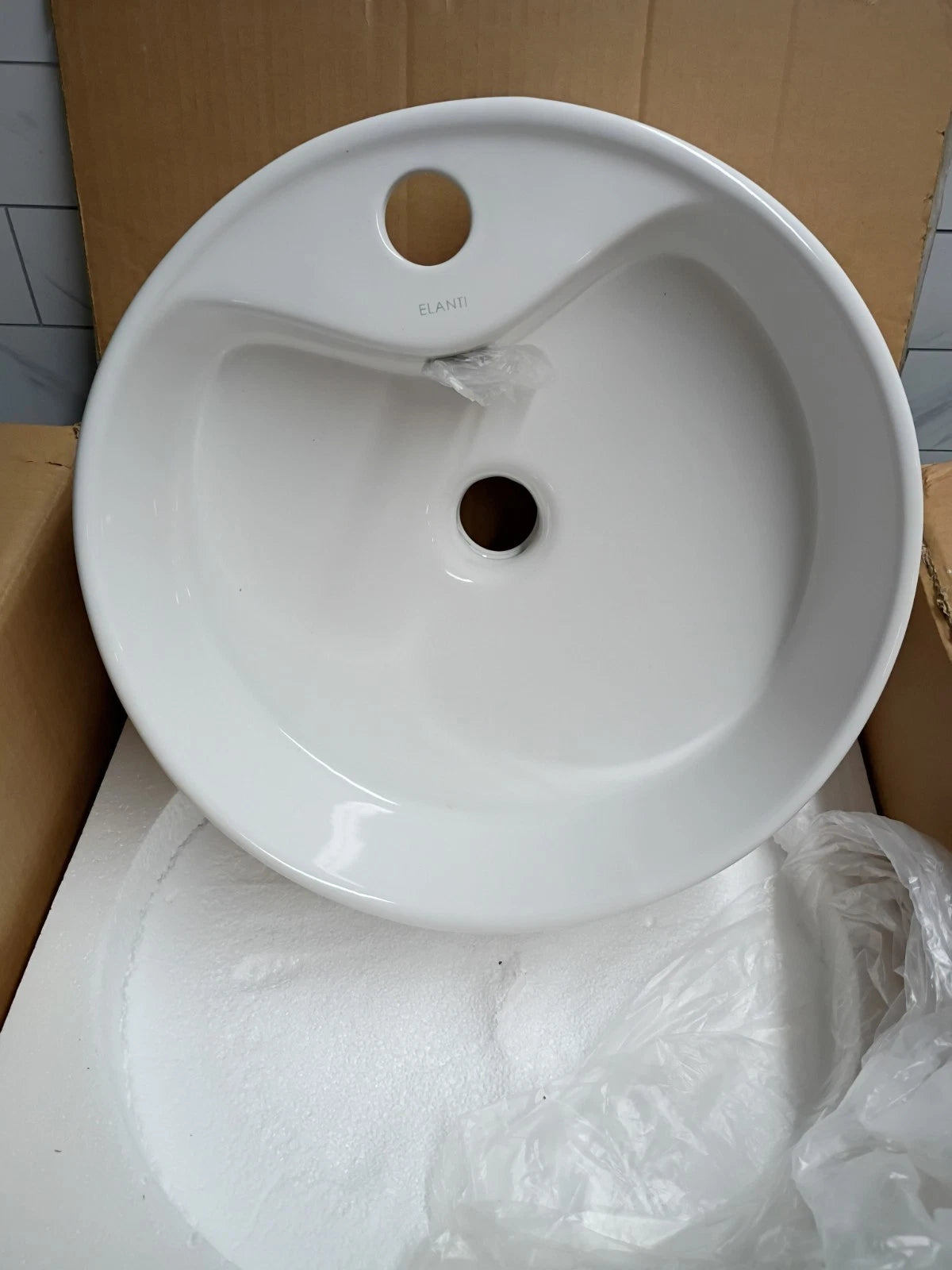 HOTIS CERAMIC VESSEL VANITY SINK White-LZS007S Open Box