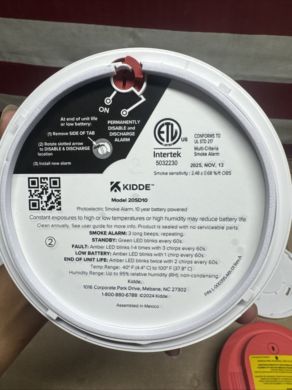 Kidde 20SD10 10-Year Battery Powered Detect Smoke Alarm w/ Photoelectric Sensor