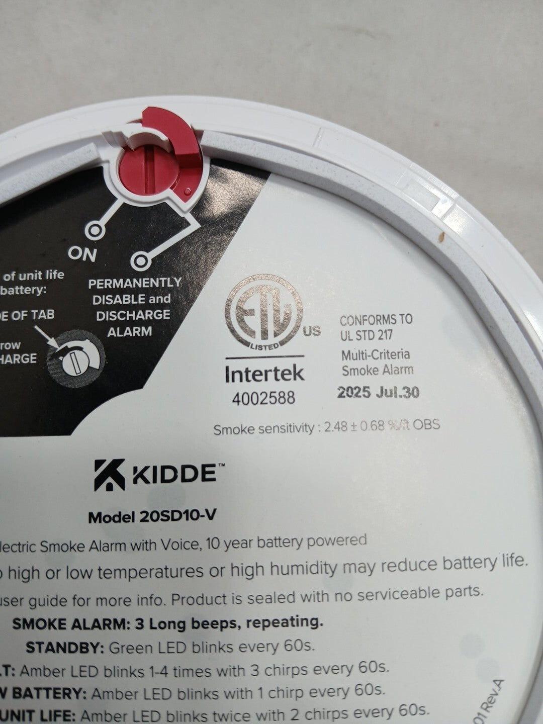 2pck Kidde Smoke Detector for Home 10-Year Battery Powered Voice Alerts 20SD10-V