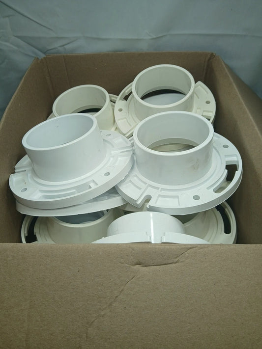 20pck 3" X 4" PVC CLOSET FLANGE NO PIPE STOP STANDARD PATERN