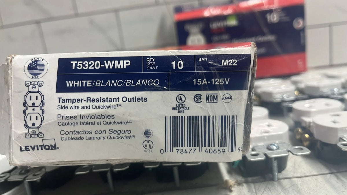 20PK Leviton T5320-WMP Plus 10 White Tamper-Resistant Outlet