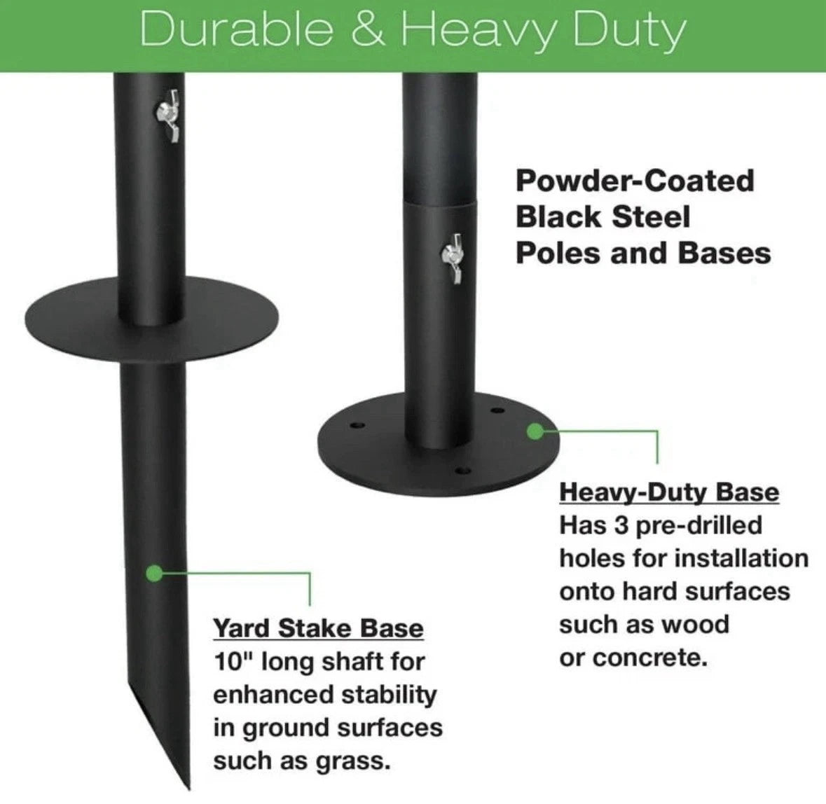 EXCELLO GLOBAL PRODUCTS Bistro String Light Poles - 4 Pack - Extends to 10ft,