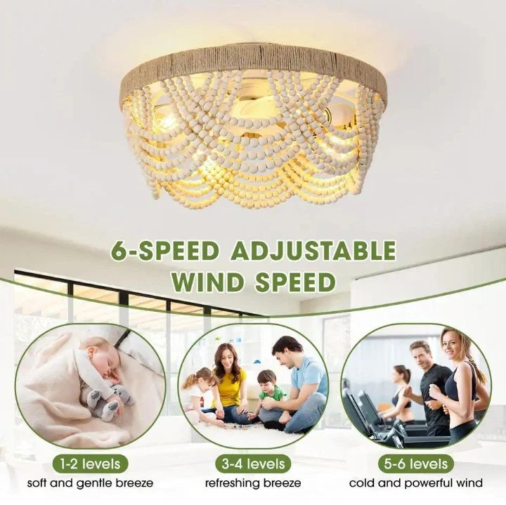 Flint Garden 20 in. Indoor 4-Lights White Boho Caged Flush Mount Ceiling Fan NEW