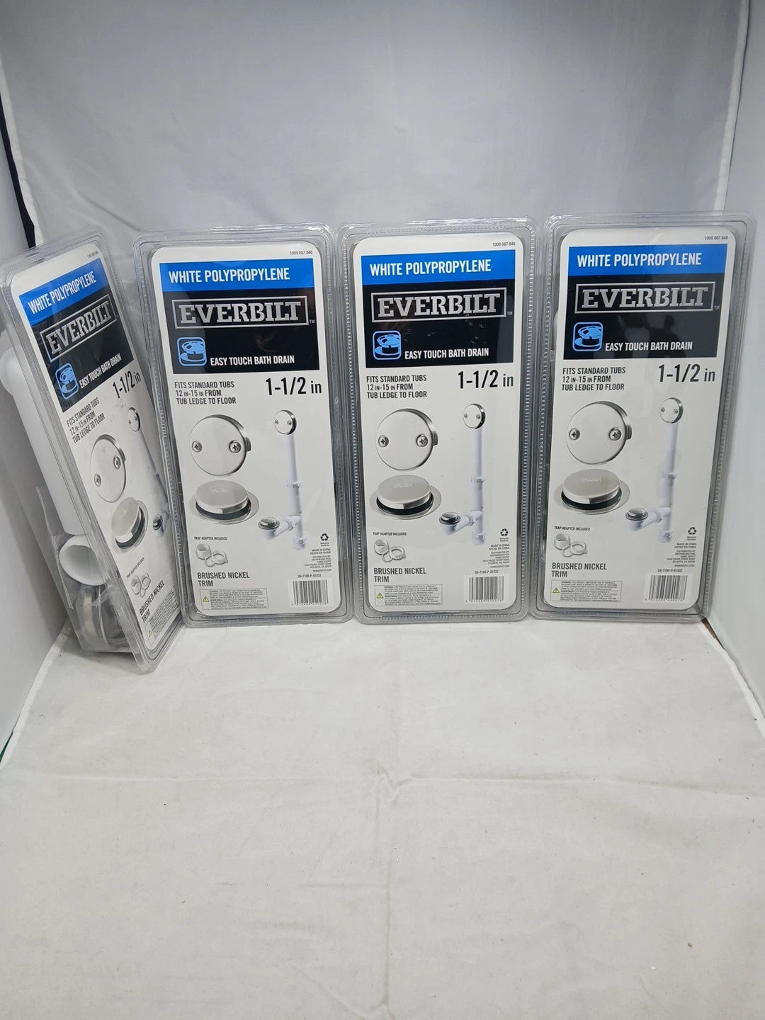 LOT OF 4 Everbilt Trip Lever 1-1/2 in Brushed Nickel Trim White PolyPropylene