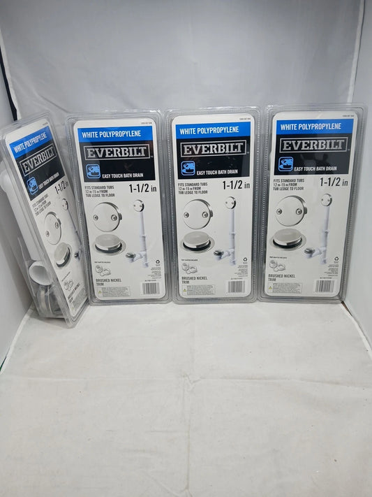LOT OF 4 Everbilt Trip Lever 1-1/2 in Brushed Nickel Trim White PolyPropylene