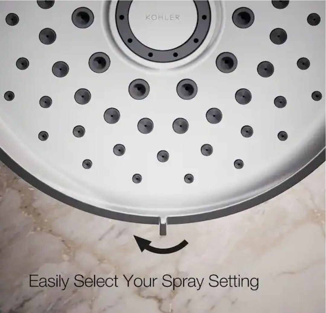 KOHLER Cursiva 3-Spray 6.75 in Wall Mount Fixed Showerhead Polished Chrome NOB