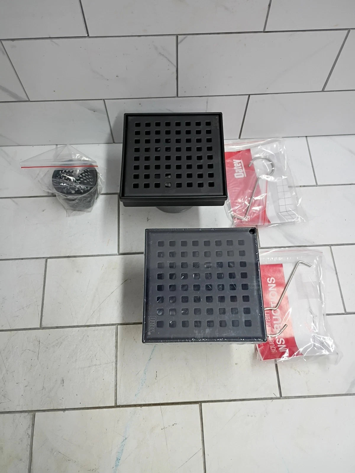 2 pack Oatey Designline 4 in. x 4 in. Shower Drain DS32040 Matte Black New OB