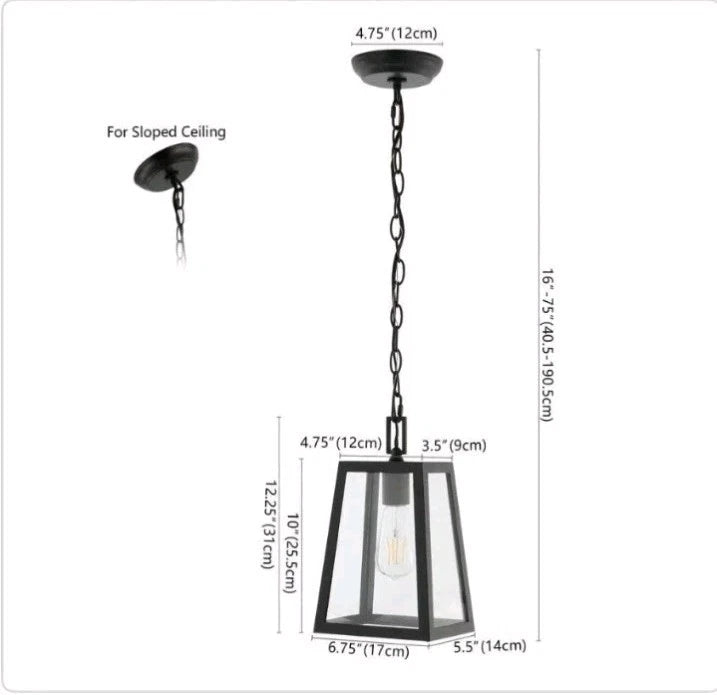 JONATHAN Y Glendale 6.75 in. Black Outdoor Industrial Farmhouse Pendant Light OB