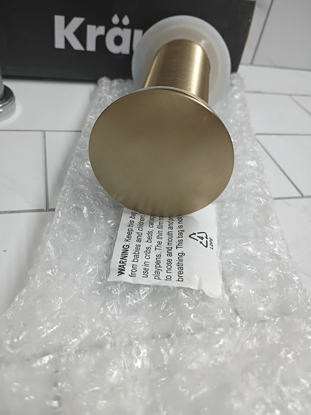 Kraus PU-11BG Pop-up Drain Brushed Gold New Open Box 2.6" X 10.7" M-Solid Brass