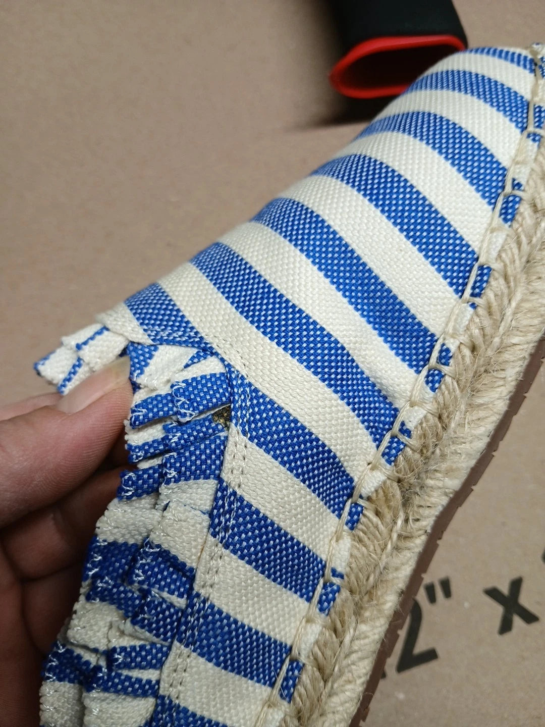 Kate Spade Size 9.5M Blue Cream Striped Canvas.