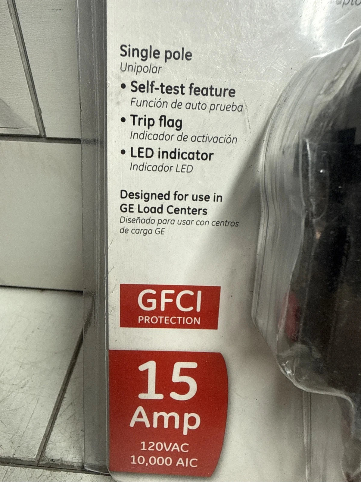 GE 15 Amp Single Pole Ground Fault Breaker with Self-Test (THQL1115GFTP)