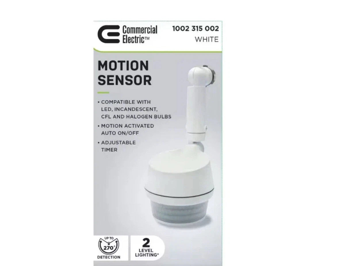 270-Degree White Motion Activated Wired Outdoor 1-Head Dusk to Dawn Security