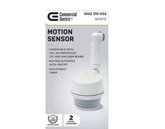270-Degree White Motion Activated Wired Outdoor 1-Head Dusk to Dawn Security