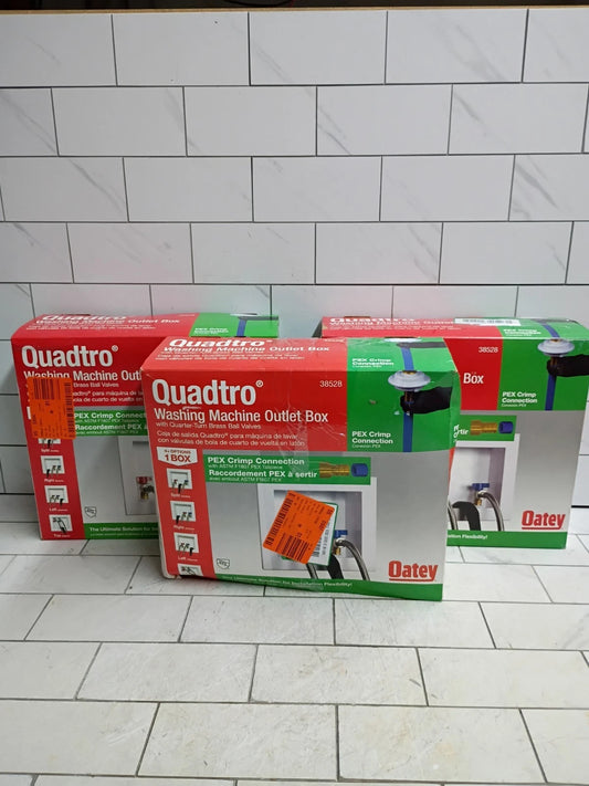 3pk Oatey Quadtro 38528 Washing Machine Outlet Box 1/4" Turn x 2" Hub Open Box