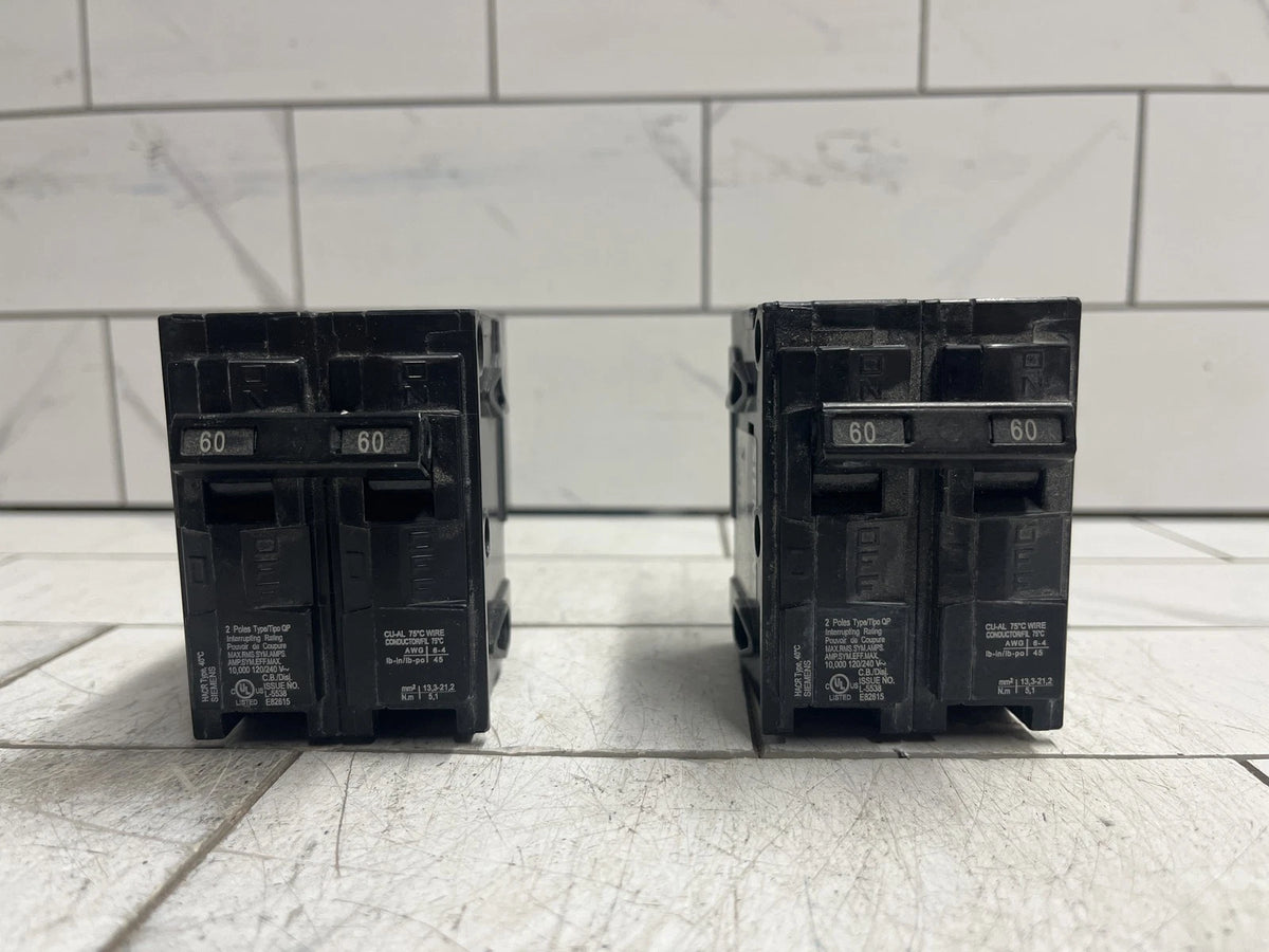 2PC Siemens Q260 Plug-In Circuit Breaker 60 Amp 2P 120/240V 10KA QP OB