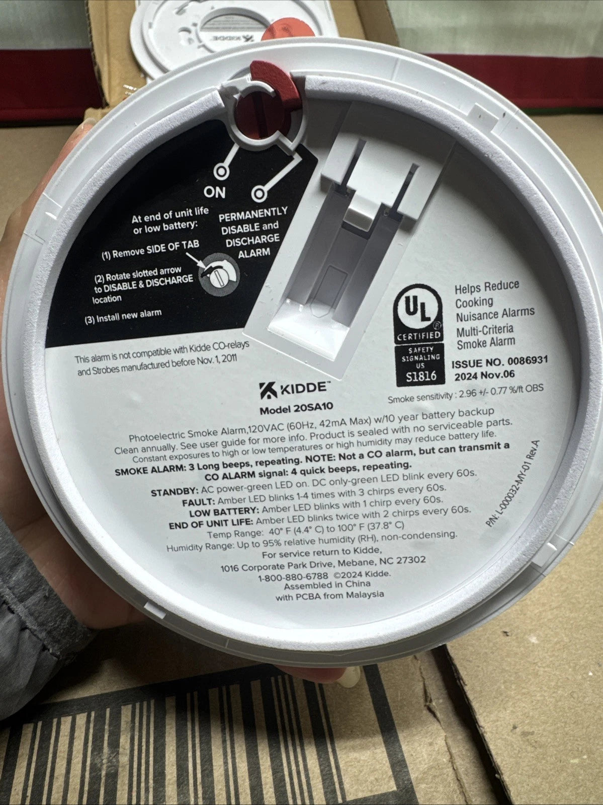 Kidde 20SA10 Hardwired Smoke Detector, 10-Year Battery, Interconnectable