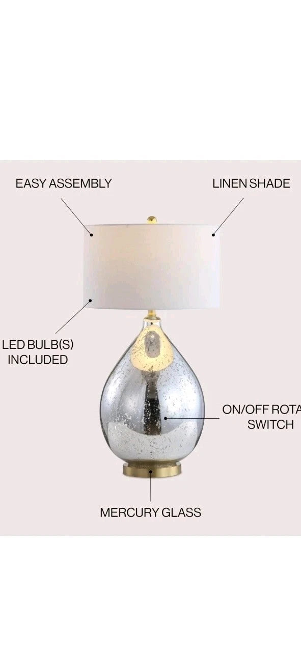 JONATHAN Y JYL1066A Sasha 30.75" Glass/Metal LED Table Lamp Glam Transitional...