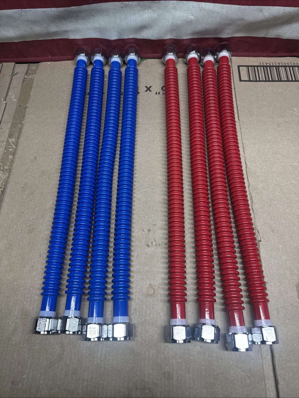 Lot Of 8 Everbilt 3/4" X 18" Water Heater Flex Connector Red & Blue Open Box