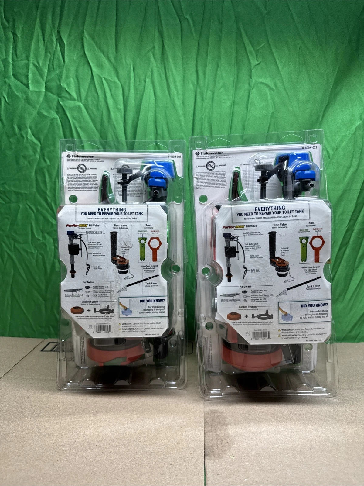 LOT OF 2 Fluidmaster Universal Complete Toilet Kit #K-400H-021