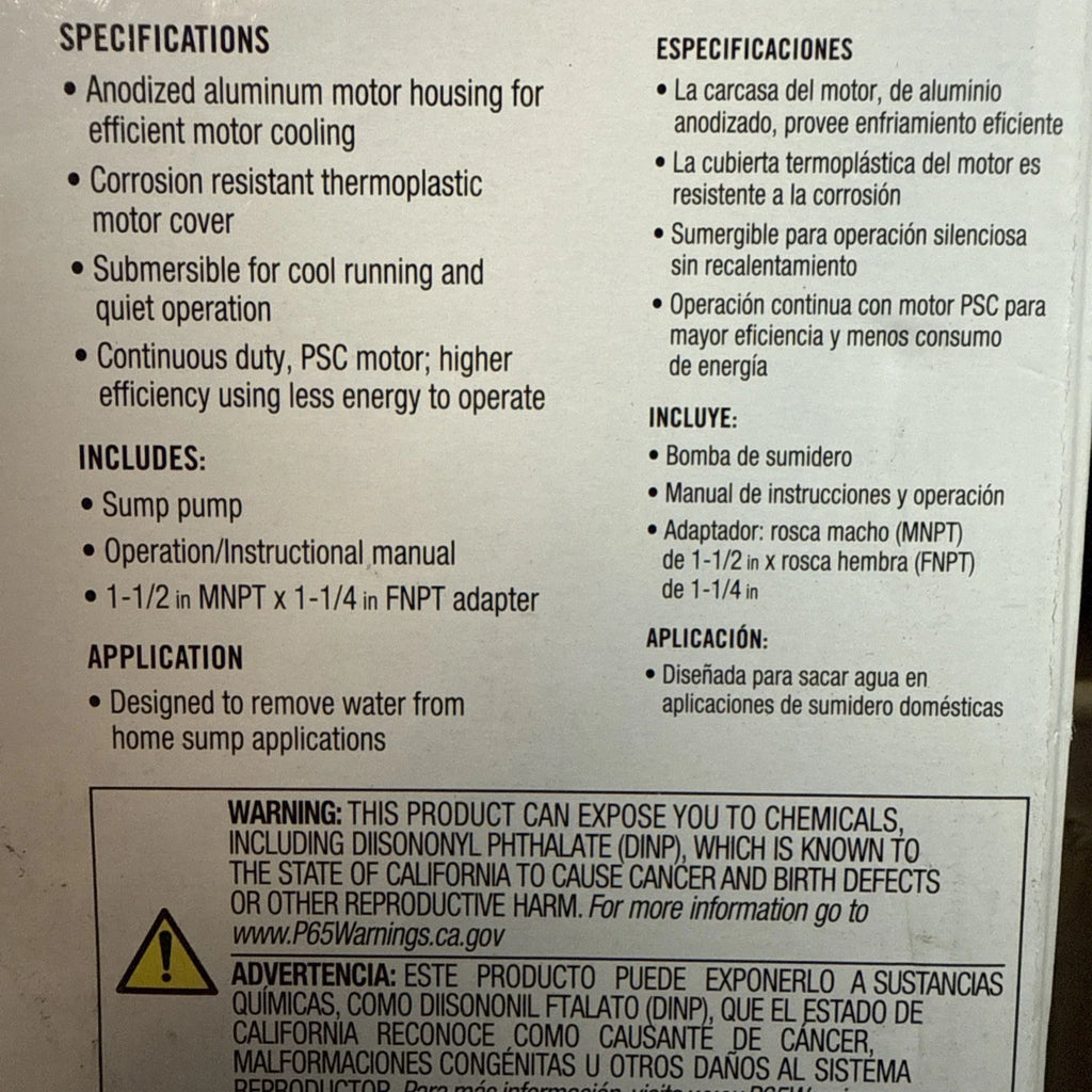 Everbilt 1/3 HP Corrosion Resistant Aluminum Sump Pump w/ Tether Switch NEW OB