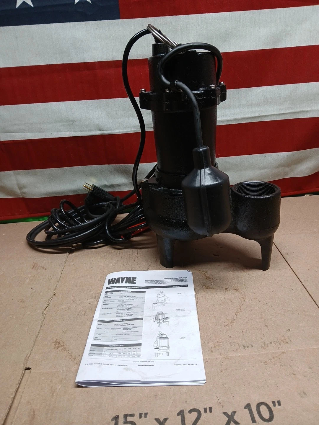 Wayne 1/2 H.P. Cast Iron Sewage Ejector Pump w/Tether Switch RPP50 Wayne RPP50