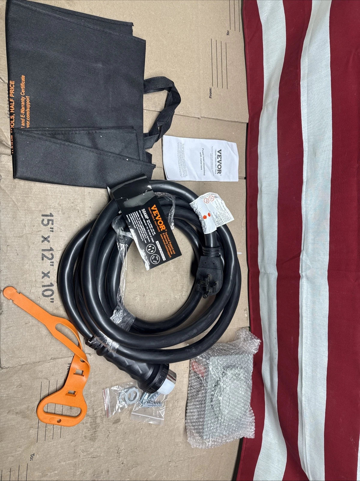 VEVOR 50 Amp Generator Cord and Power Inlet Box 15FT, NEMA 14-50P/SS2-50R STW