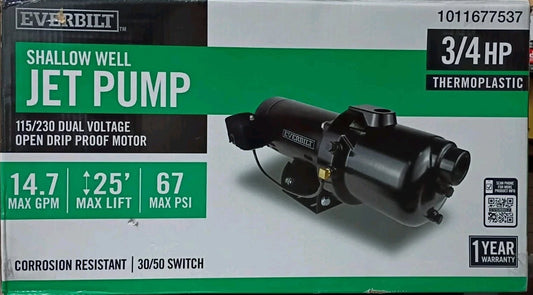 HDSWJ7P Everbilt Shallow Well Jet Pump Plastic 3/4HP For Parts Only