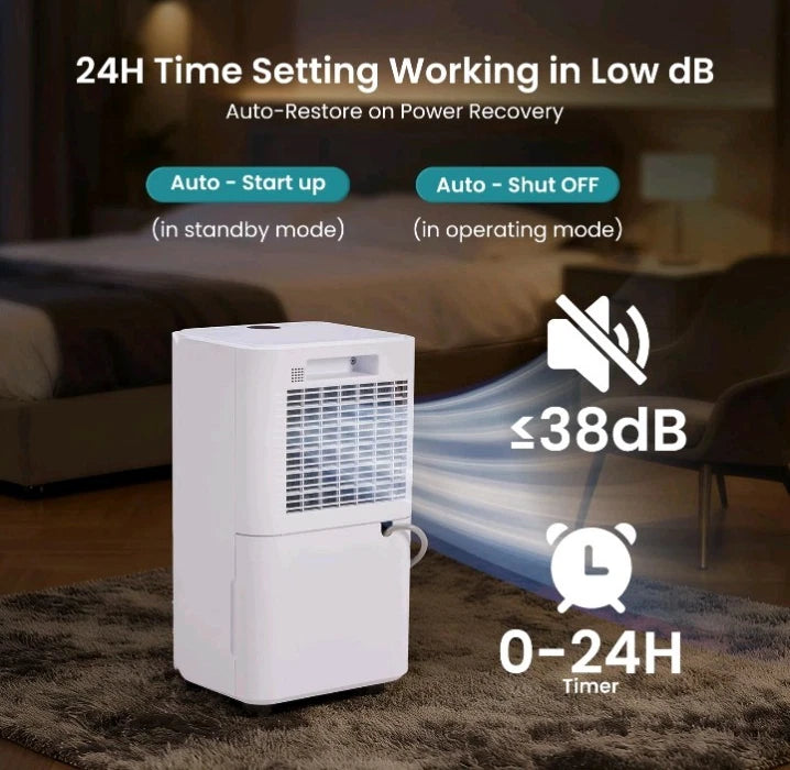 30Pints Dehumidifier with Drain Hose, 2,000 Sq.Ft Dehumidifier for Basement, OB